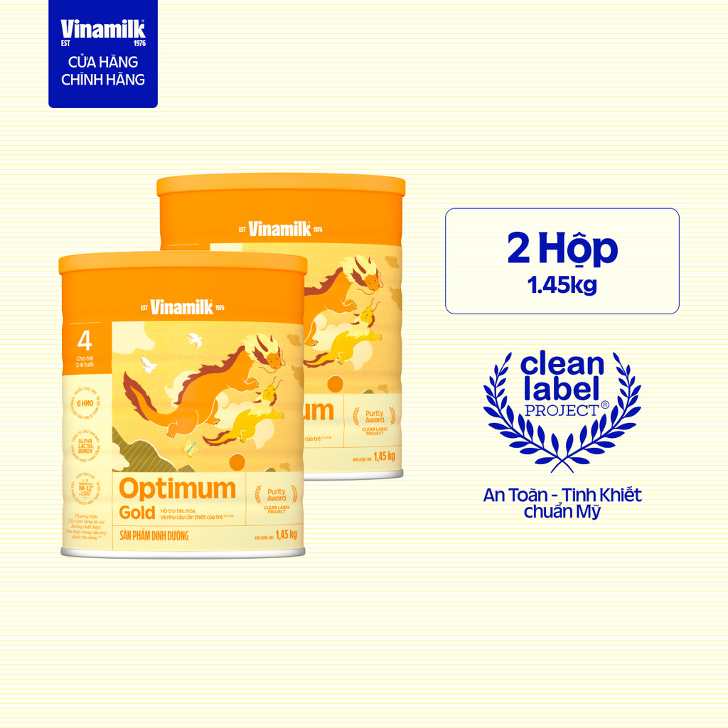 Combo 2 lon Sữa bột Optimum Gold 4 - Hộp thiếc 1450g