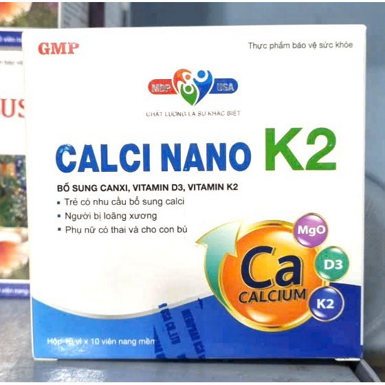 MDP Calci Nano K2 vitamin d3 K2 BỔ sung canxi giảm tình trạng loãng xương, còi xương vin
