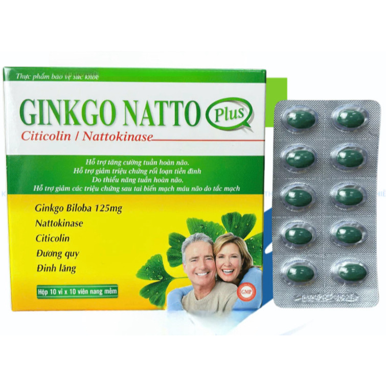 Hoạt huyết dưỡng não Ginkgo Natto plus Giúp hoạt huyết, tăng cường lưu thông máu, giảm đau đầu chóng