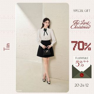  TIINSTORE Áo sơ mi cổ đức đính nơ cúp ngực trần mí màu trắng AHD989 