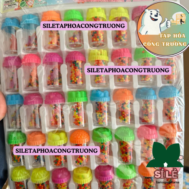 Sỉ vỉ 40 lọ hạt nở trang trí kèm con vật, lọ hạt nở kèm con nở to, nở tinh thể nhiều màu hạt tinh th