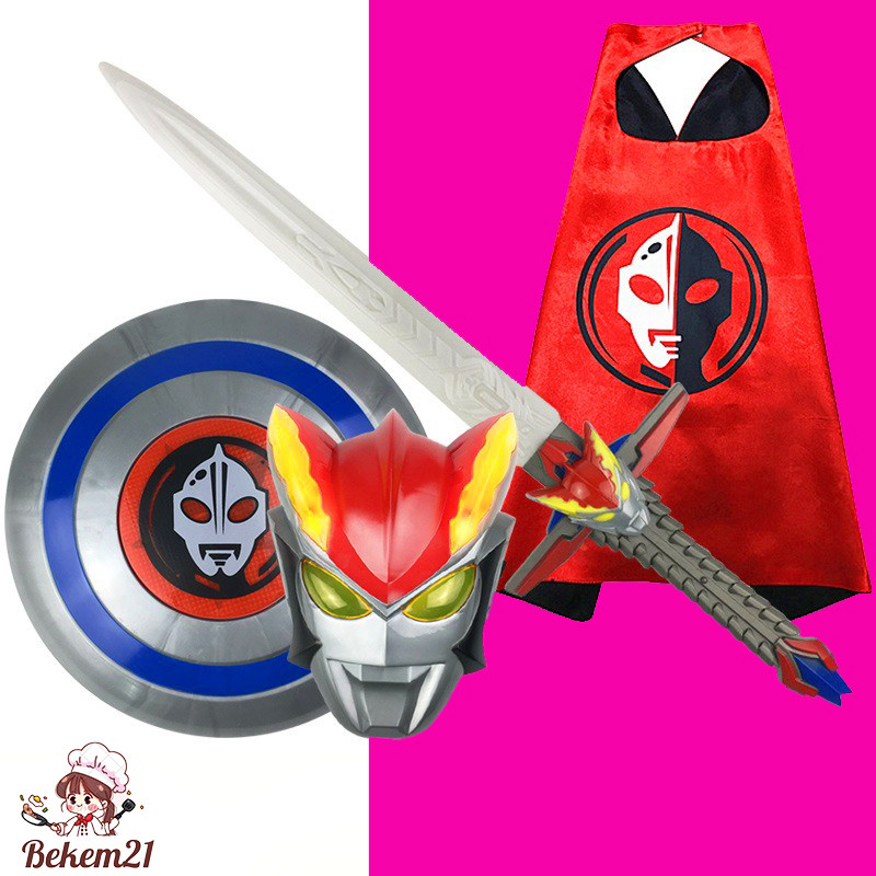 SIÊU NHÂN ULTRAMAN Áo Choàng Siêu Nhân Siêu Anh Hùng Kèm Mặt Nạ Vải Hóa Trang Nhân Vật Siêu Nhân Ngư