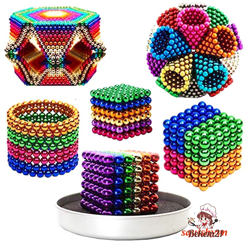 Bộ nam châm từ xếp hình thông thái 216 viên 2 lần bán kính 5mm nhiều màu sắc sắc Bộ nam châm hút từ 