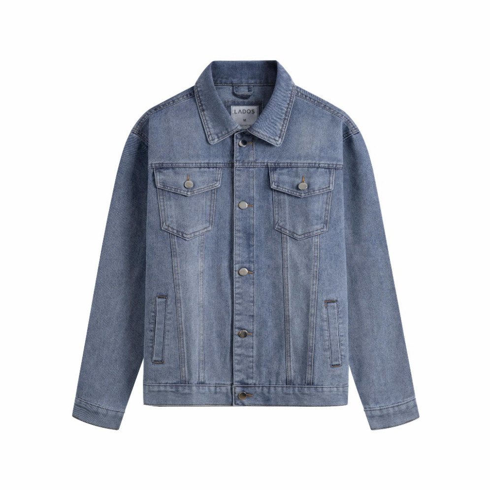 Áo Khoác Denim Nam LADOS-12123: Phong Cách Retro, Chất Liệu Dày Dặn, Bộ Túi Thông Minh.