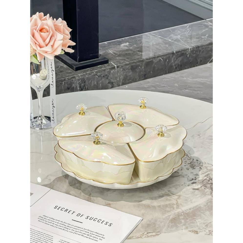 Khay Mứt Sứ, Khay Sứ 5 Hũ Sang Trọng Decor Tết