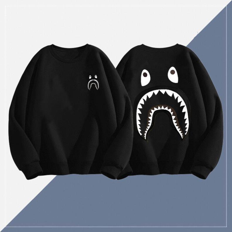 Áo sweater nam hot trend đen form rộng áo NI CỔ TRÒN cá mập unisex