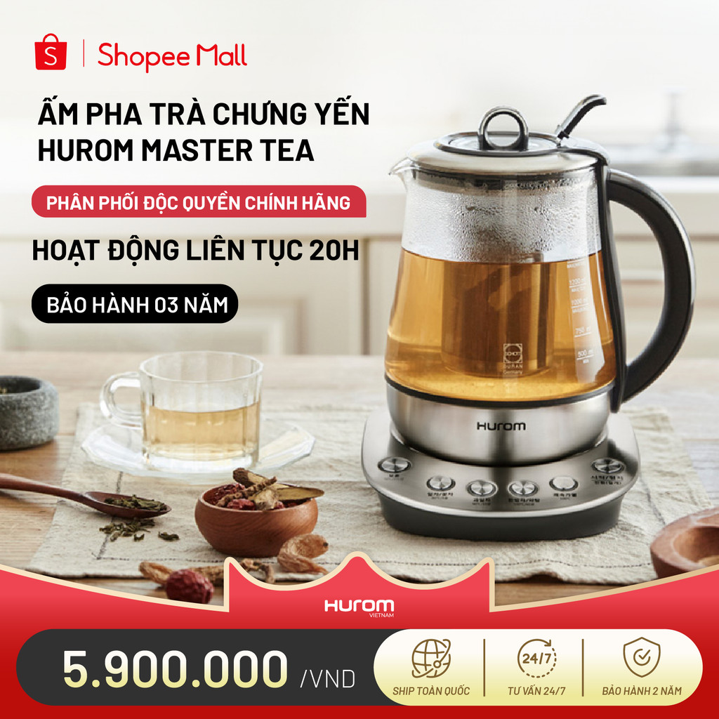 Ấm pha trà- chưng yến Hurom tea Master TM-P02FSS - Bảo hành chính hãng 3 năm - Phân phối độc quyền t