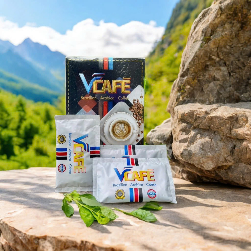 Cà phê hòa tan VCafe Arabica Brazil thượng hạng Với Chiết Xuất Gừng Đen NGUYÊN BẢN, VOLTEN - NK chín