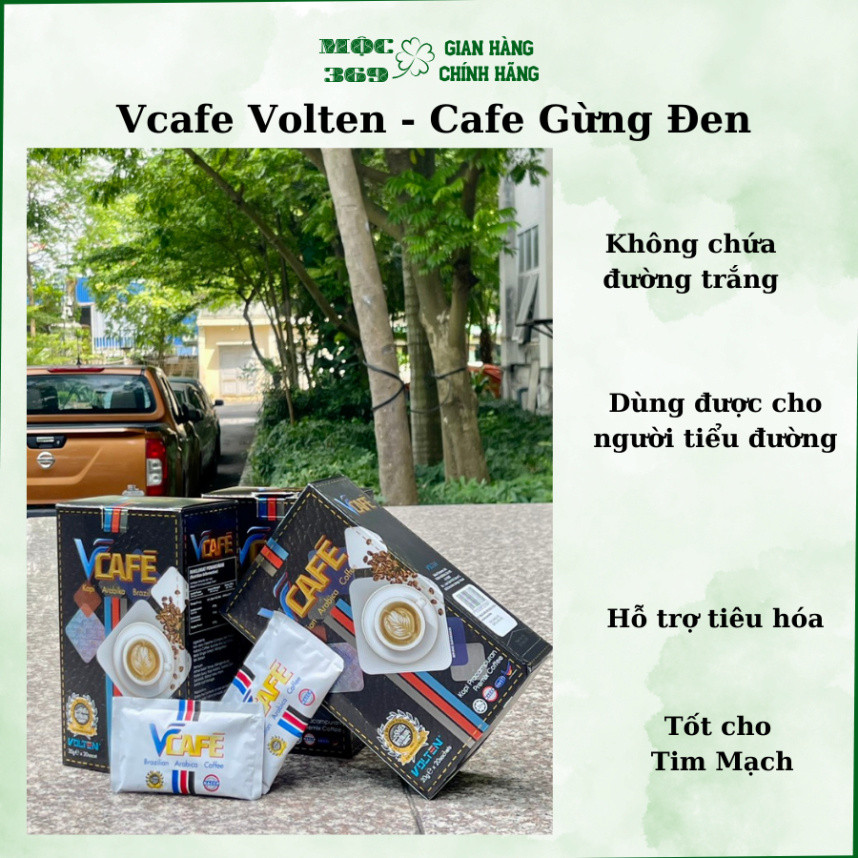 Cà phê hòa  và Trà Sữa Tinh Chất Gừng Đen thượng hạng Vcafe Arabica Brazil [COMBO 12 hộp] - Premium 