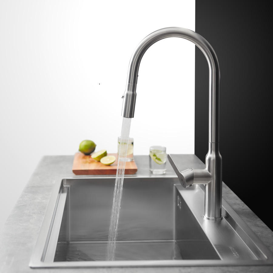 Vòi Rửa Chén Nóng Lạnh Dây Rút Inox 304 Malloca K046-SS – Vòi Rửa Xoay 360° Linh Hoạt, Hiện Đại - Ch