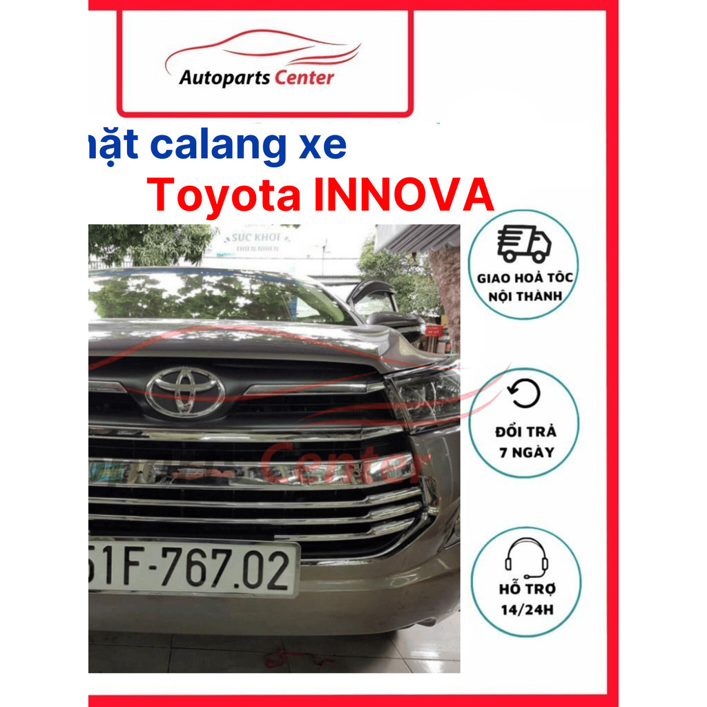 Ốp mặt ca lăng Toyota Innova 2017-2020, Ốp trang trí mặt ca lăng Innova 2017-2020, mạ crom cao cấp