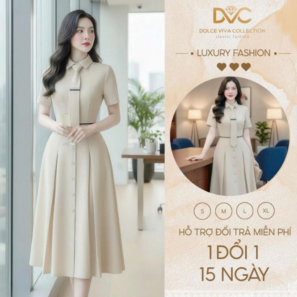 DS6860 Váy tiểu thư dáng dài, đầm công sở sang trọng, đầm công sở dáng dài - Chính hãng DVC