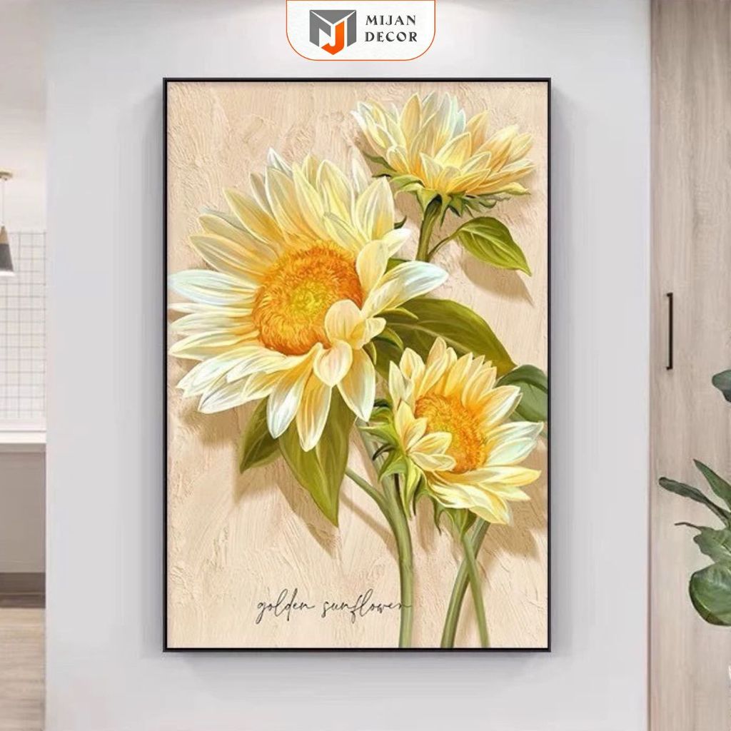 Tranh Tráng Gương Hoa Lá Thiên Nhiên Treo Phòng Thương Hiệu MIJAN FUNITURE