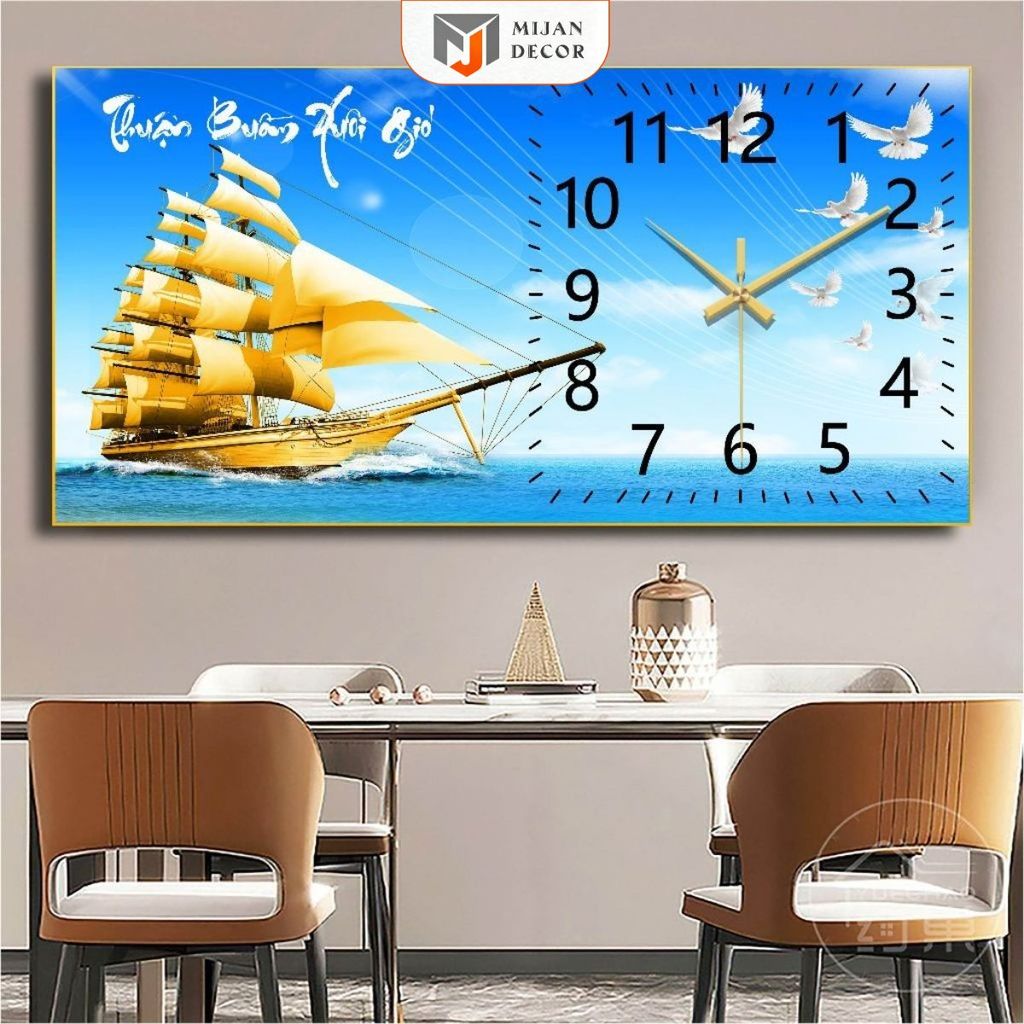 Tranh Đồng Hồ Tráng Gương In 5D Trang Trí Phòng Khách, Quà Tặng Ý Nghĩa Thương Hiệu MIJAN FUNITURE