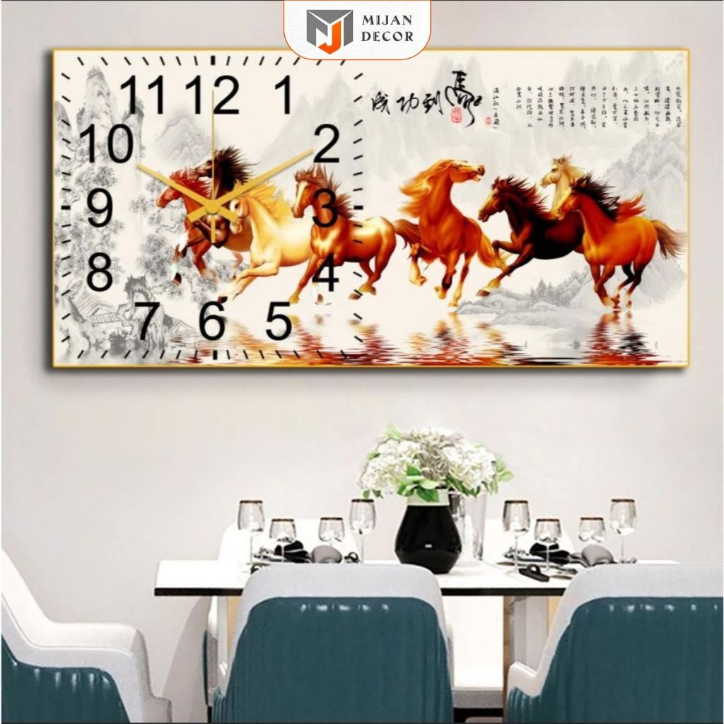 Tranh Đồng Hồ Mã Đáo Thành Công In 5D Siêu Nét Sang Trọng Quà Tặng Ý Nghĩa Thương Hiệu MIJAN FUNITUR