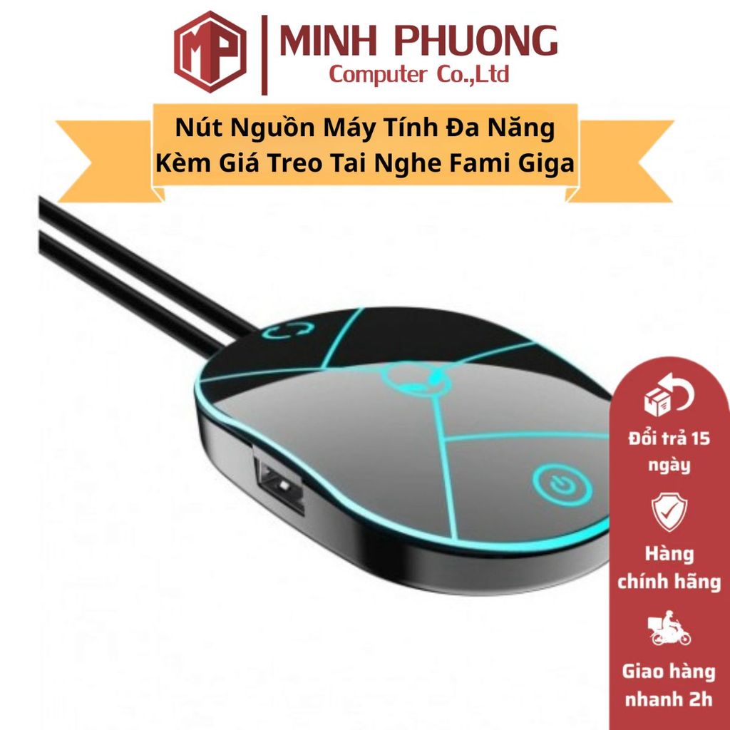 Nút Nguồn Máy Tính Đa Năng Kèm Giá Treo Tai Nghe Fami Giga
