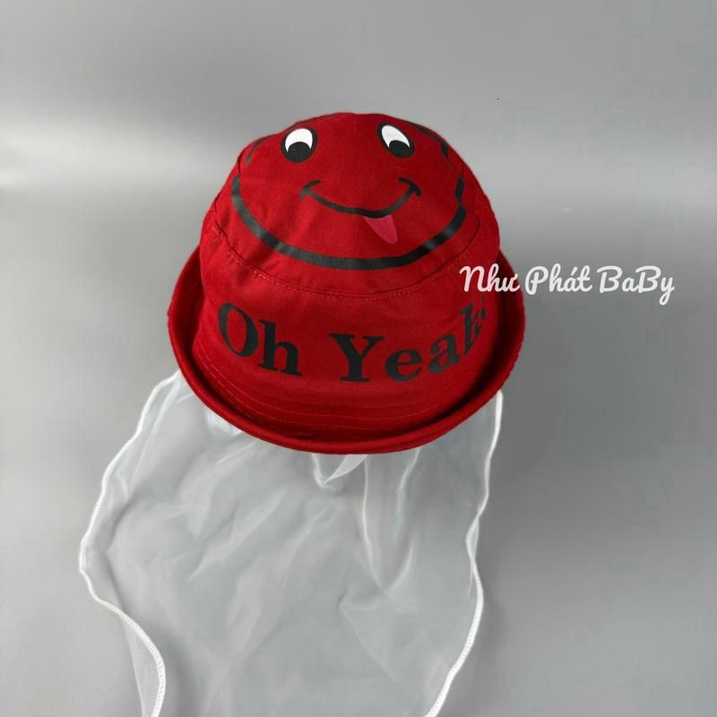 Mũ nón với khăn che nắng cotton OH YEAH cho bé từ 6 đến 18 tháng tuổi.