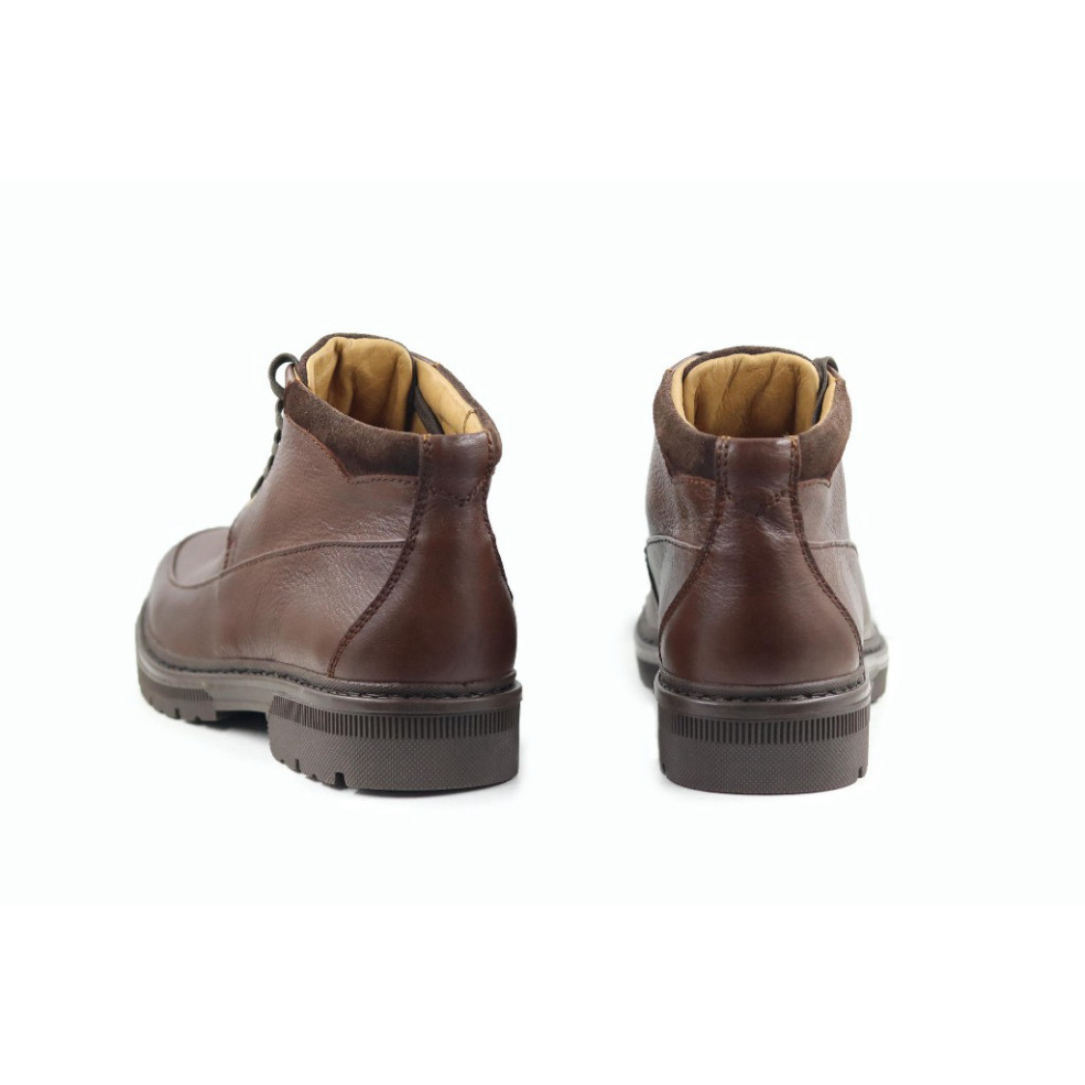 "Giày Boot Nam Cổ Lửng Mandoo Tăng Chiều Cao Da Bò Thật Màu Đen - Nâu"