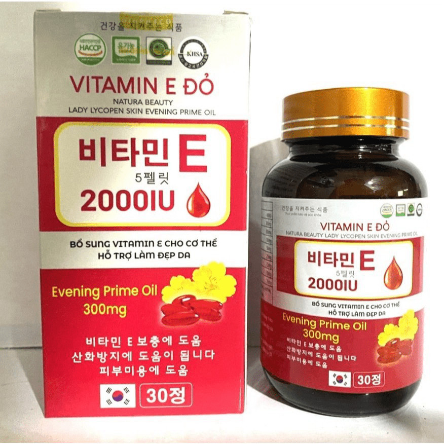 Vitamin E đỏ 2000iu chống oxy hóa, chống lão hóa da, bổ sung vitamin e, sáng da, đẹp da ti min bet