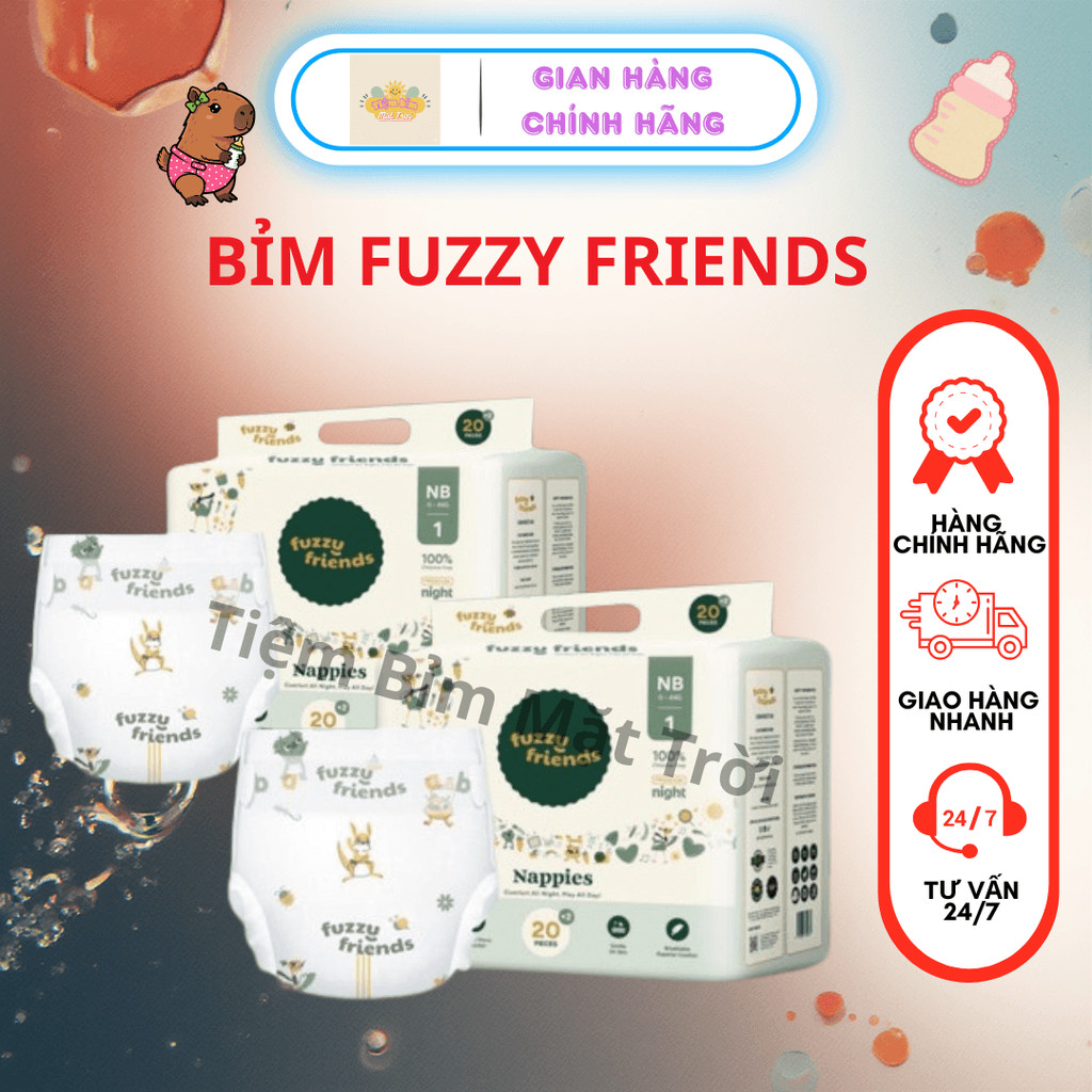 Bỉm FUZZY FRIENDS NB22/S23/M24/L21 M23/L21/XL19/XXL17