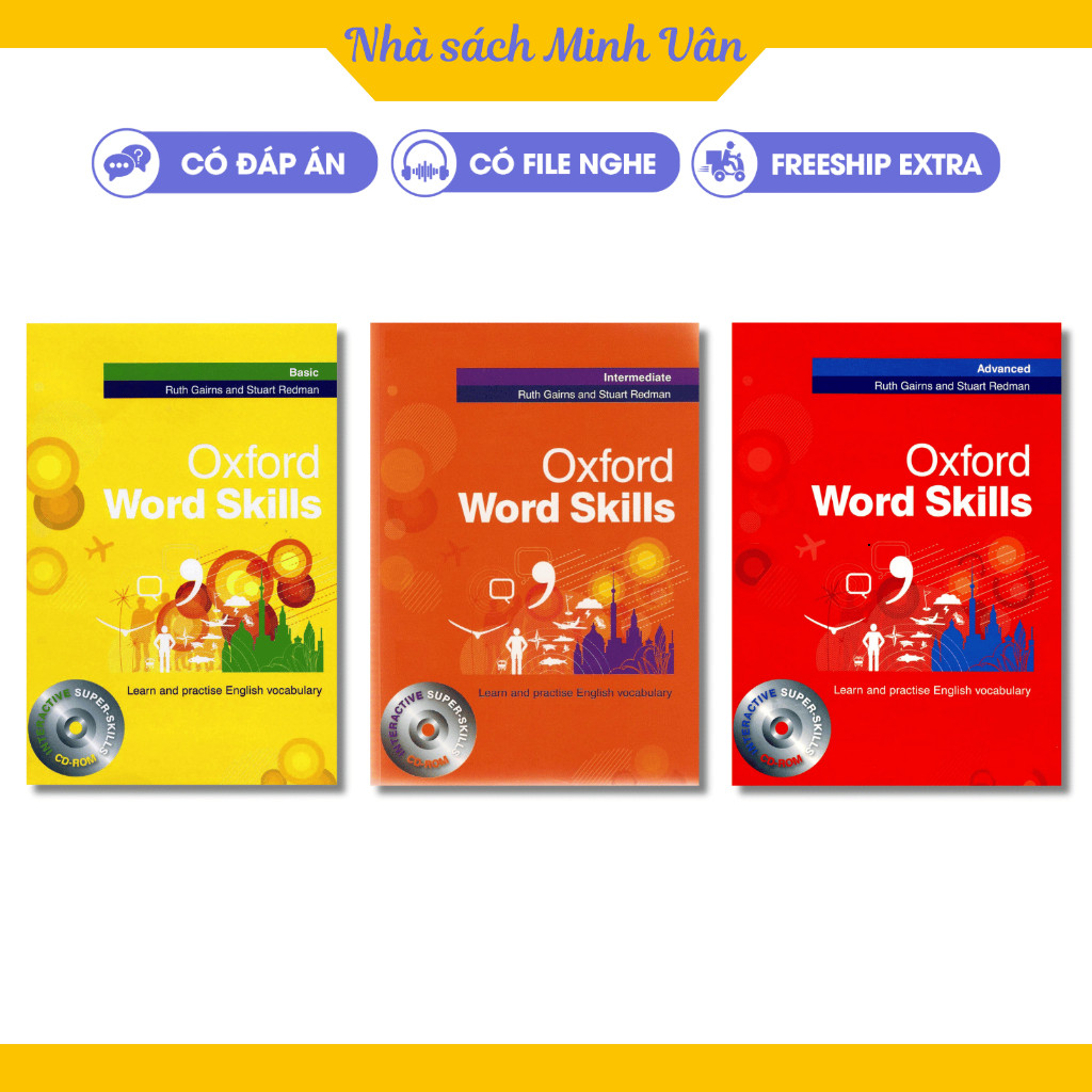 Vở   Oxford word Skills bộ 3 cuốn in màu có app nghe, đáp án