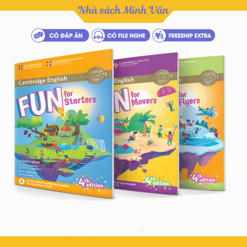Vở  Fun for starters,movers,flyers 4th in offset đẹp có file nghe đáp án