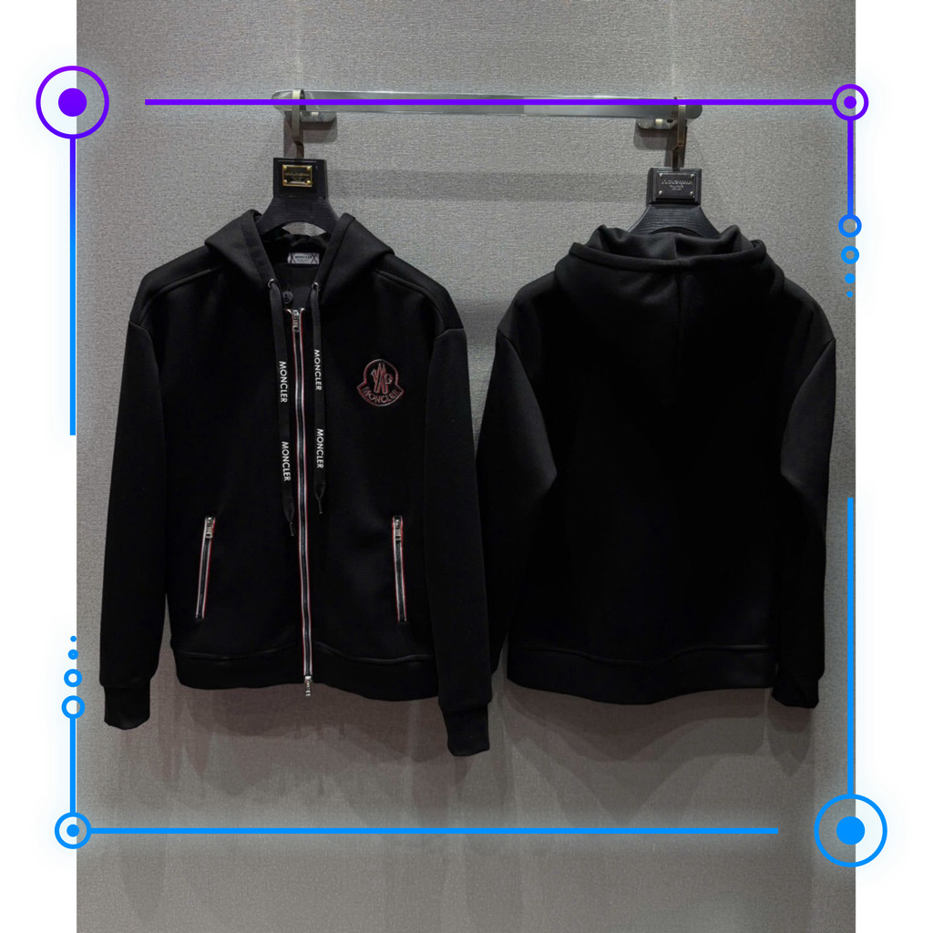 { ÔNG CHÚ AMIRI } Áo hoodie màu đen MONCLER với mũ, phong cách Quảng Châu.