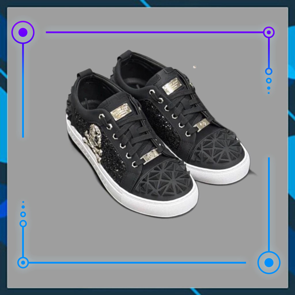 { ÔNG CHÚ AMIRI } Giày nam Phillip Plein trang trí đá quý và logo kim loại, phong cách Quảng Châu