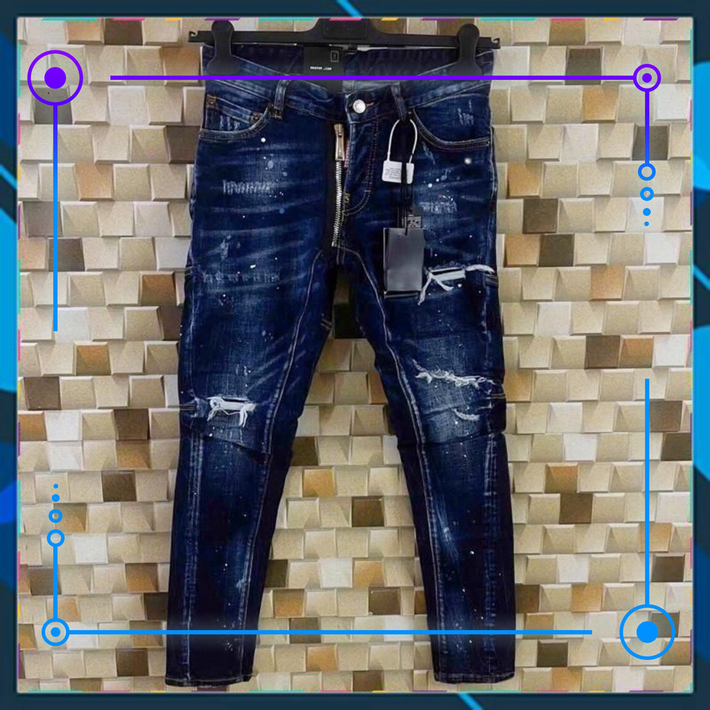 { ÔNG CHÚ AMIRI } Quần jeans nam DS màu xanh đậm phong cách biker 8008 - hàng chính hãng Quảng Châu.