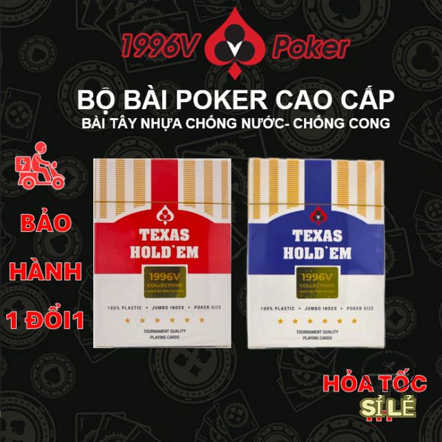 Bộ bài poker nhựa chất lượng cao 52 lá Texas Hold'em - siêu lớn từ 1996V Poker Shop