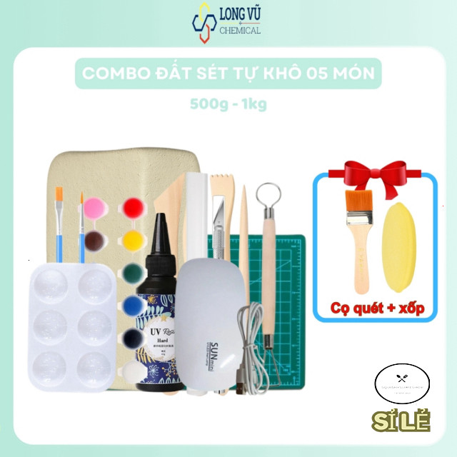 ``Nhóm Sản Phẩm Đất Sét Tự Khô 5 Món - Bộ Dụng Cụ Toàn Diện Clay Craft Box - Long Vu Resin``