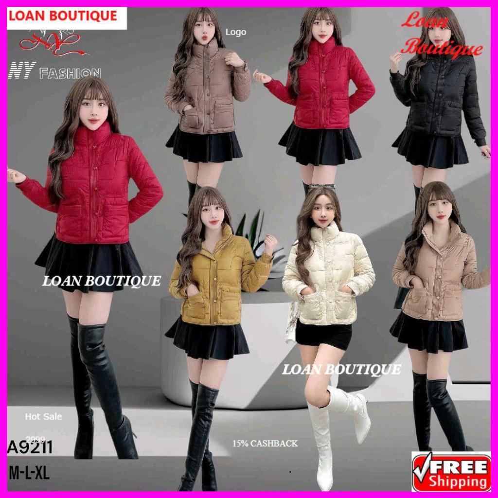 Áo phao lông vũ nữ nhẹ nhàng cổ cao không mũ NY9211 - Loan Fashion -LOAN STORE