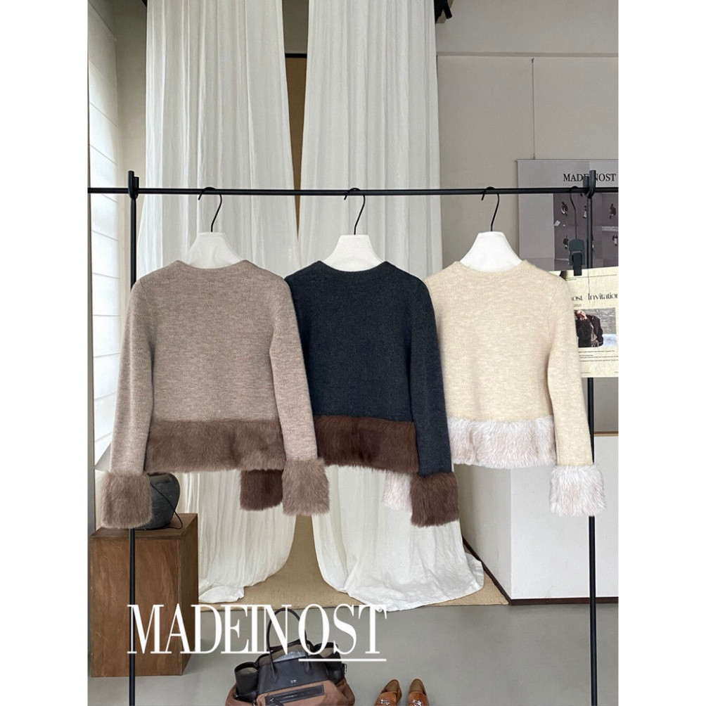 Áo Len Phối Lông 5% Lông Cừu Imchic 22s - Thời Trang Nữ Hàn Quốc, Made in Ost