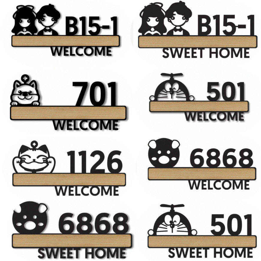Biển số nhà độc đáo, gỗ treo hoặc dán tường cho homestay Mr. DIY Decor