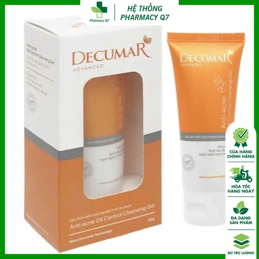 Gel rửa mặt Decumar Advanced 50 gram TUÝP NHỎ 50G Giúp giảm nhờn dành cho da mụn, sạch sâu DECURMAR 