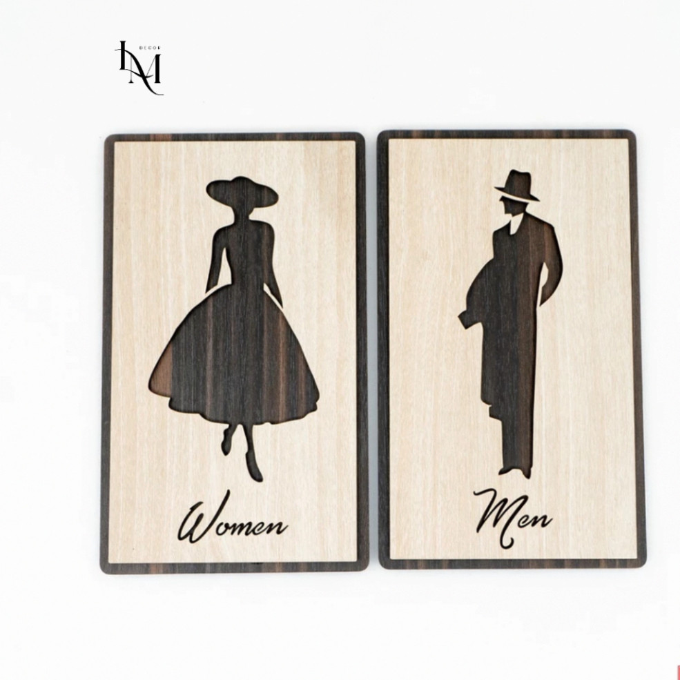 Bộ biển gỗ "Nam-Nữ" trang trí toilet, decor độc đáo cho quán cà phê 𝐋𝐚̂𝐦 𝐌𝐨̣̂𝐜 𝐃𝐞𝐜𝐨𝐫
