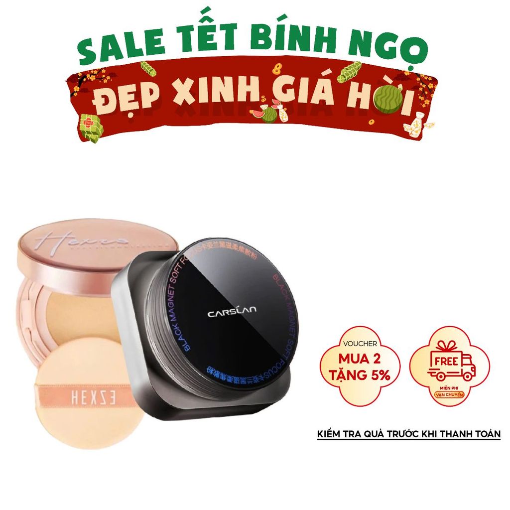 Combo Cushion Hexze + Phấn Phủ Carslan – Lớp Nền Mịn Lì, Tự Nhiên, Kiềm Dầu Đỉnh Cao