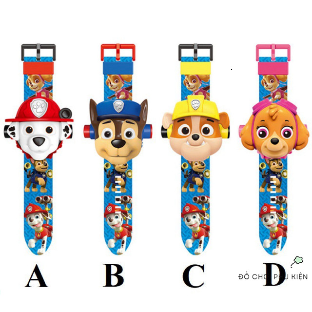 Đồng Hồ Hình Ảnh Paw Patrol: Chase, Marshall, Rubble, và Skye