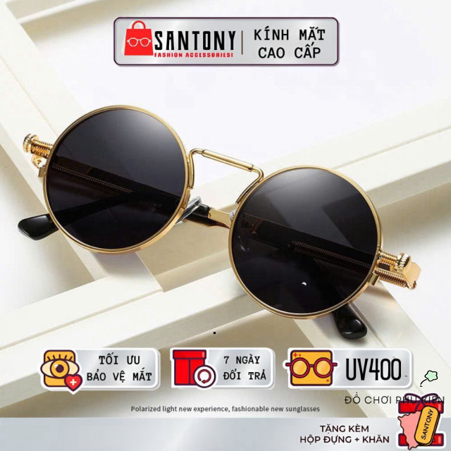 Kính phong cách vintage SANTONY gọng kim loại đậm chất cool, cho nam nữ cá tính