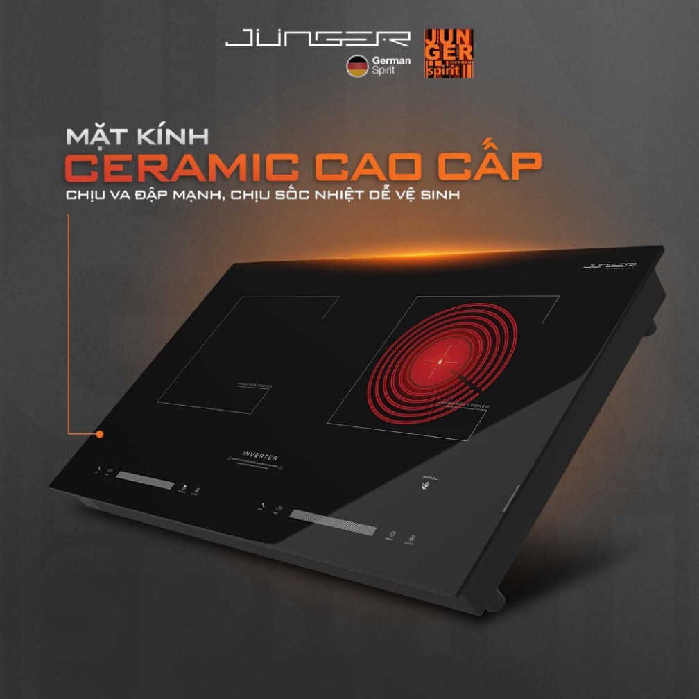 Bếp âm 1 từ 1 hồng ngoại Junger JG NKD-20 - Công Suất 4200W - 2 Vùng Nấu