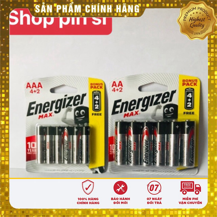 Pin Max 4 + 2 Viên Energizer E91 BP4+2 AA  ,E92 PB4+2 AAA