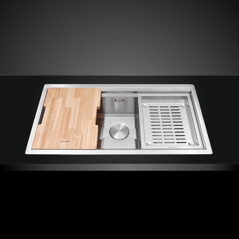 Chậu Rửa Bát 1 Hố Inox 304 Malloca Slide MS781 – 78cm, Dày 1.2mm – Chậu Rửa Chén Lắp Âm Hoặc Dương -