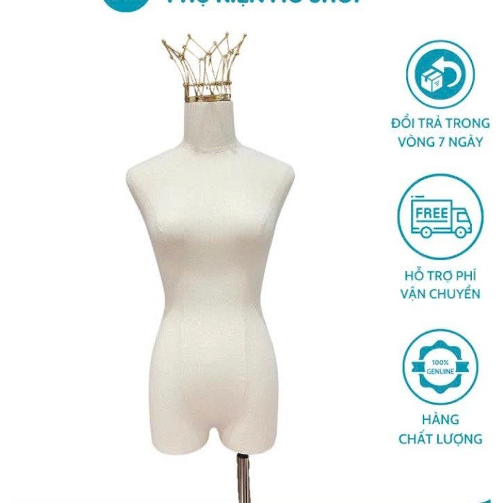 Manocanh vương miện không tay manơcanh nữ bọc vải cotton cao cấp - sada shop