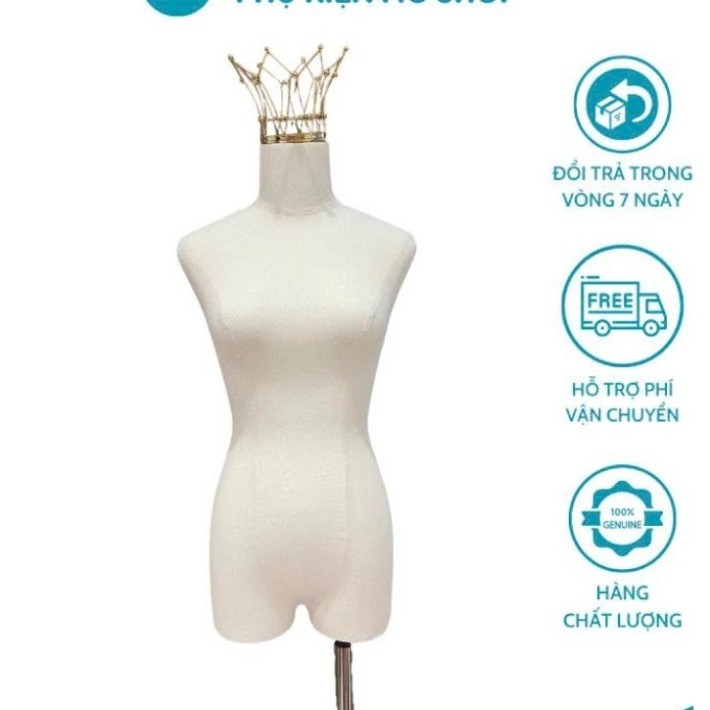 Manocanh vương miện không tay manơcanh nữ bọc vải cotton cao cấp - sada shop