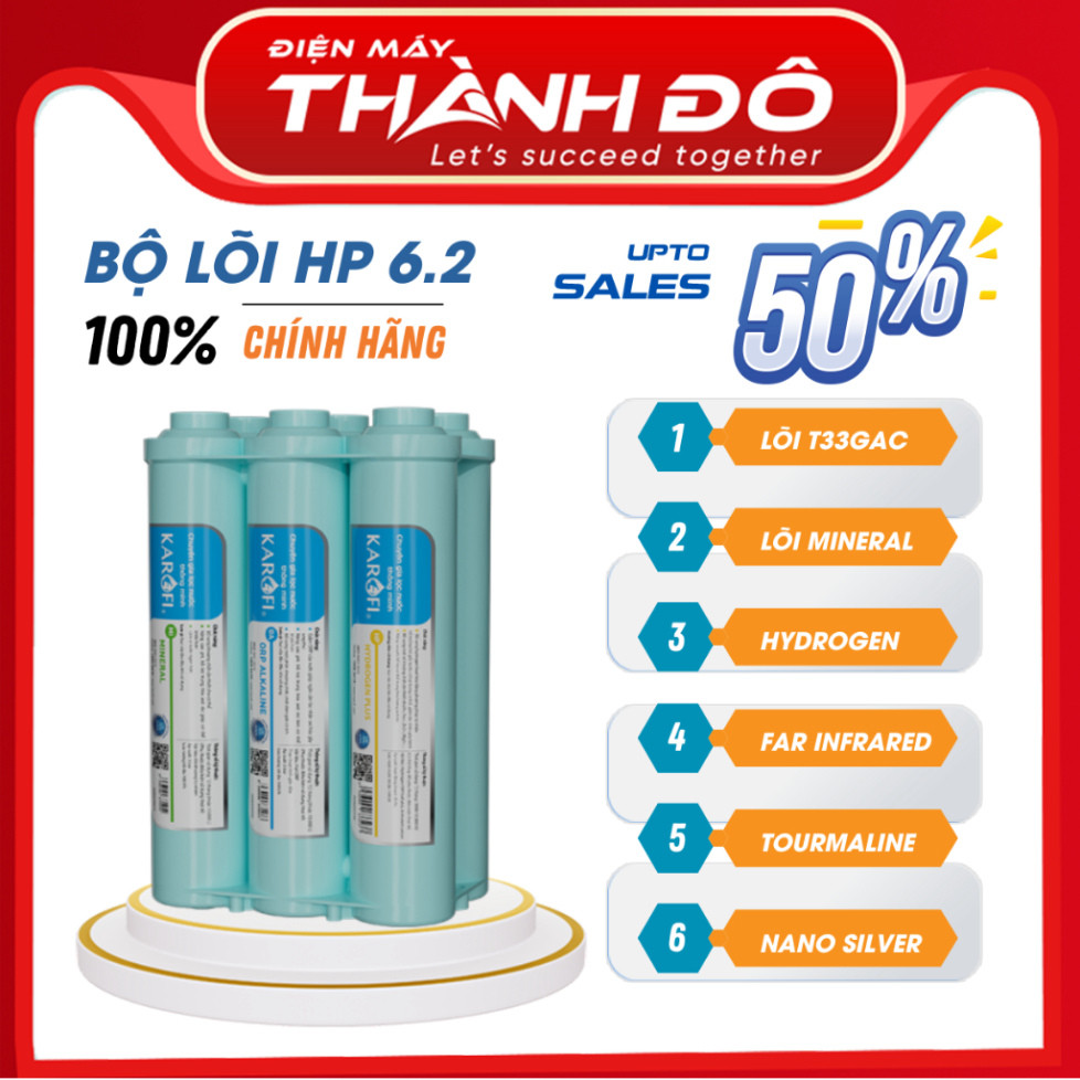[CHÍNH HÃNG] Bộ 6 lõi lọc chức năng Karofi Smax HP 6.2 - Lắp cho KAQ-U05, KAQ-U95, KAQ-O07, KAD-D66,