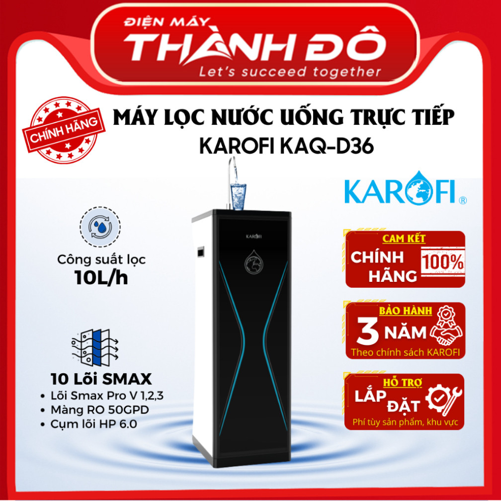 [CHÍNH HÃNG] Máy lọc nước RO Mỹ 10 lõi KAROFI KAQ-D36 - Cụm lõi Smax hiệu suất cao