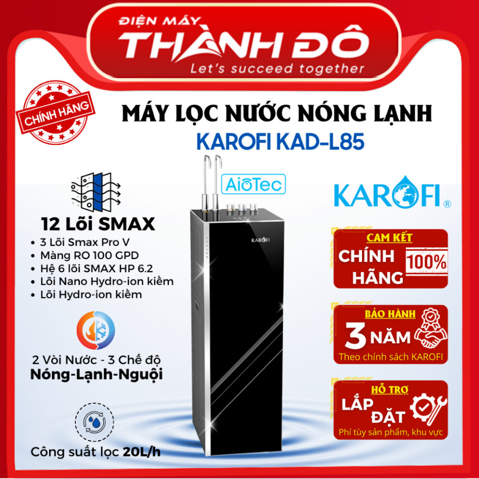 [CHÍNH HÃNG] Máy Lọc Nước Nóng Lạnh Karofi KAD-L85 - 2 Vòi Nước - 3 Nguồn Nước Nóng+Lạnh+Nguội
