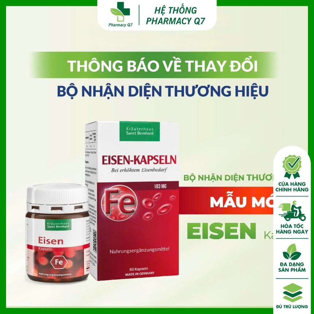 Viên uống bổ sung sắt Sanct Bernhard EISEN-KAPSELN (Hộp 60 viên)