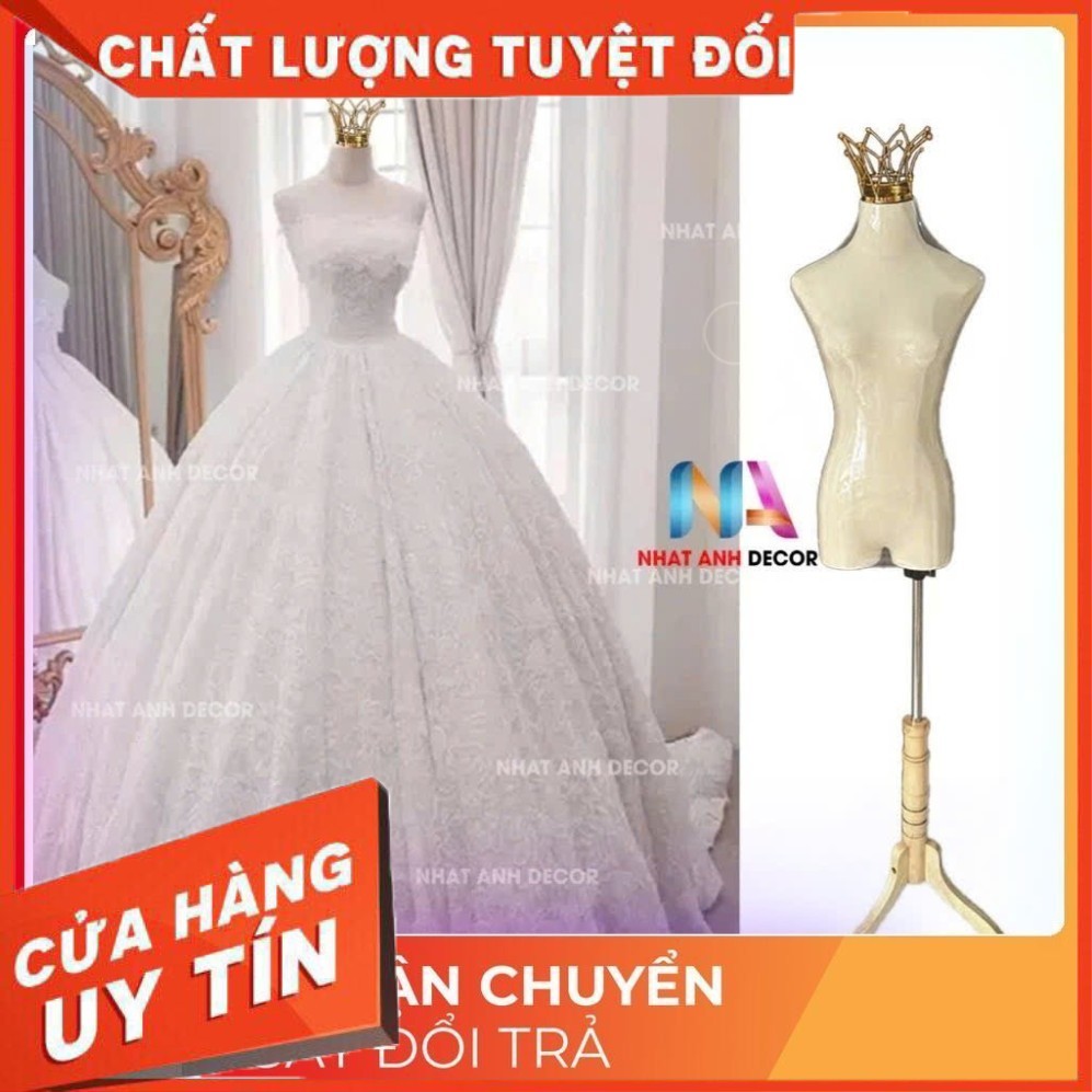 Manocanh nữ mặc váy cô dâu, manocanh nửa người không tay chóp vương miện, manocanh nửa người nữ