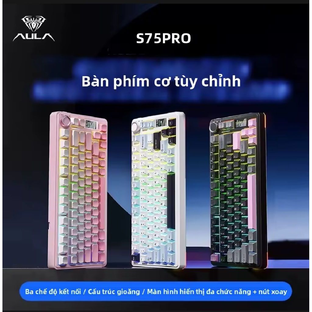 (hỏa tốc Hà Nội)bàn phím cơ không dây aula s75 pro 3 mode new
